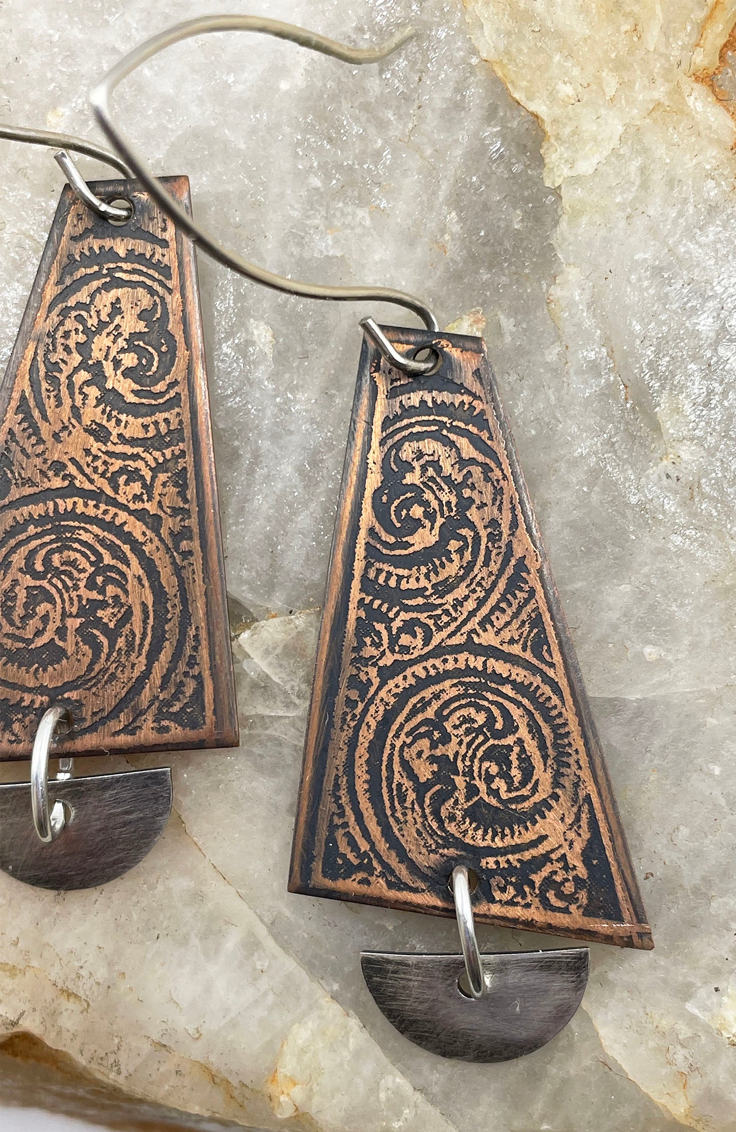 Spiraling Up Earrings- Patina